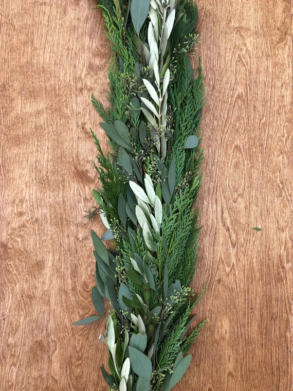 Freshly Harvested Leyland Cypress, Olive Leaf, and Seeded Eucalyptus Garland | Etsy (US)