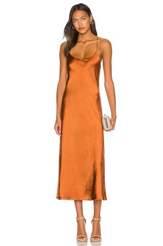 Line & Dot Makena Midi Dress in Rust from Revolve.com | Revolve Clothing (Global)