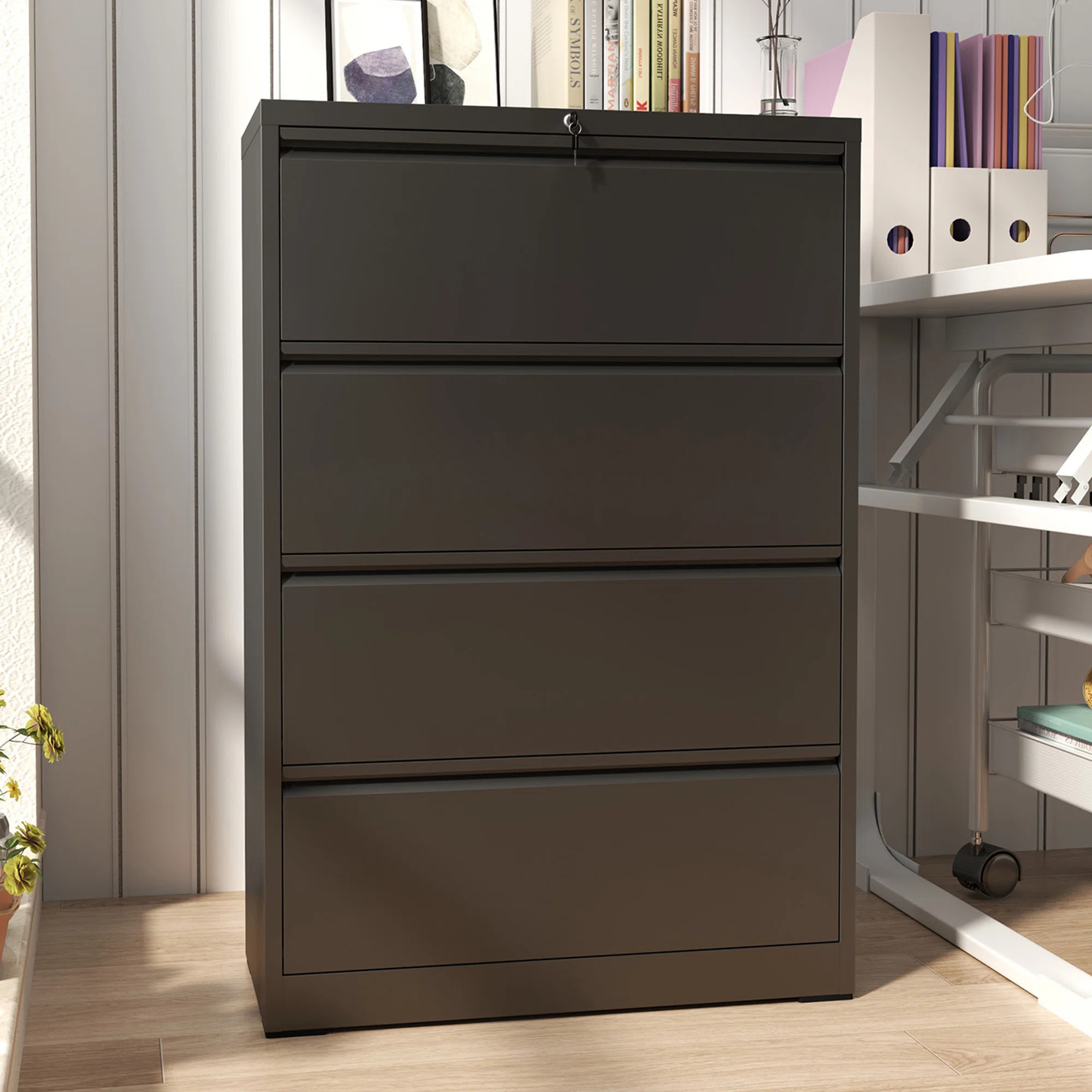 35.43"W 4-Drawer Locking Metal Lateral File Cabinet - Heavy-Duty Home Office Storage for A4/Lette... | Wayfair North America