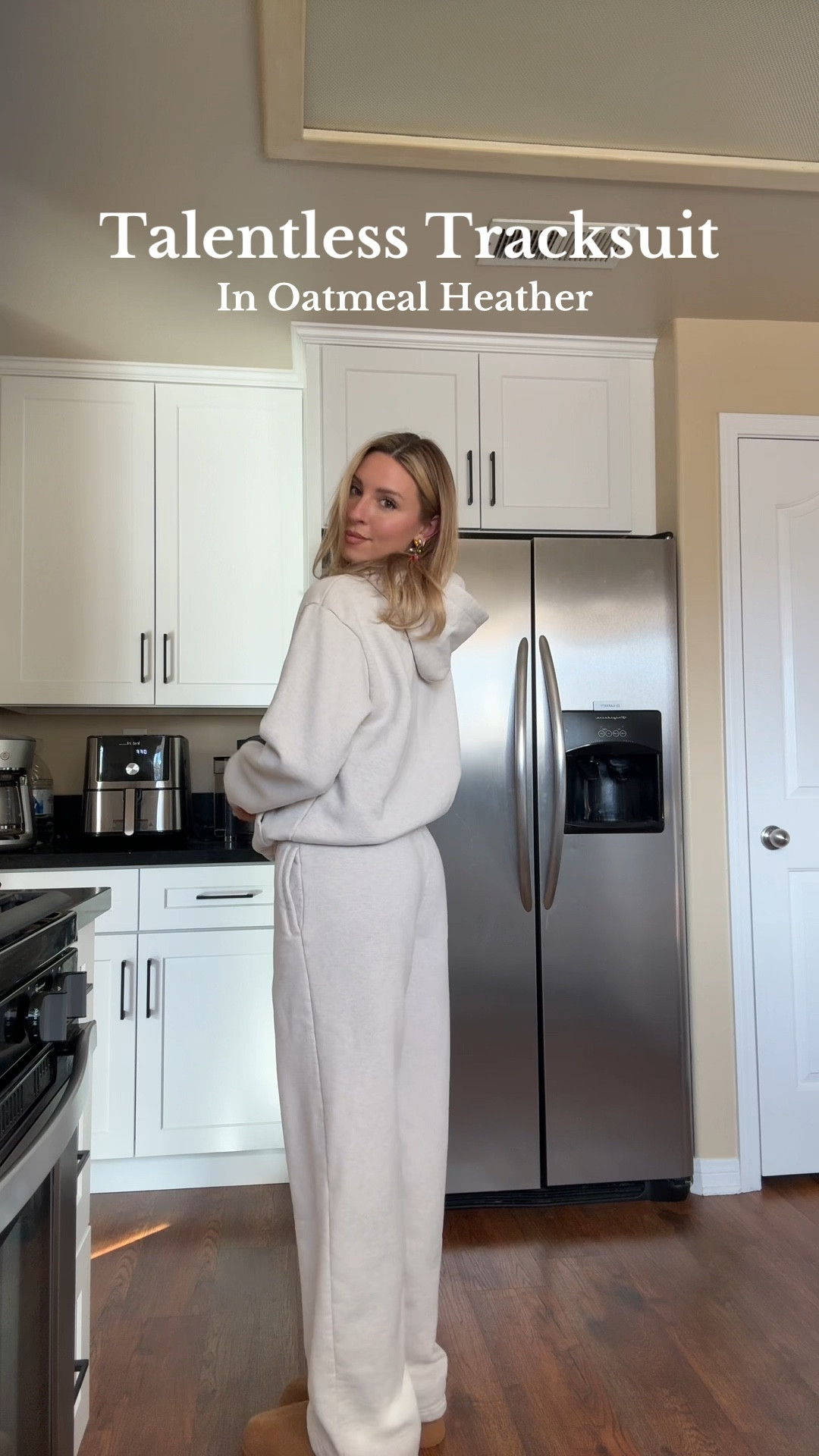 Talentless hoodie and straight leg sweatpants in Oatmeal Heather:) 
I’m 5’6 wearing size medium top sweatshirt and small bottom sweats 

Elwood tracksuits, hoodies and joggers have a similar fit, sizing and material. Tagged below:)

#LTKActive #LTKSaleAlert #LTKFitness