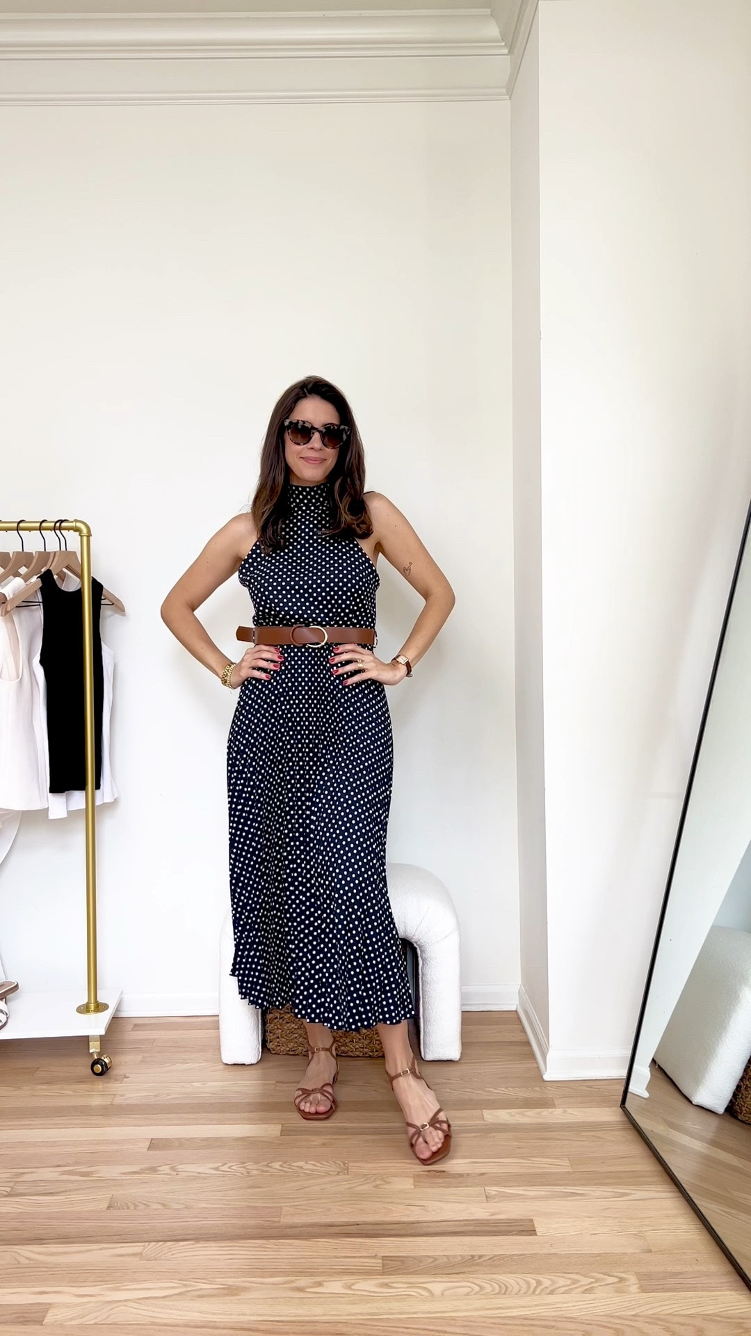 This polka dot halter dress is giving chic summer mom vibes! 🤍 Love the flattering halter neckline, elastic waistband, and flowy pleated hem. It comes with a matching belt and has a hidden back zip for a seamless fit. I'm wearing a size Medium! Perfect for summer events, date nights, or brunch. #PolkaDotDress #SummerStyle #LTKStyle #MomStyleMadeEasy #ChicAndEffortless #LTKSummer

#LTKSummerEdit #LTKSeasonal #LTKStyleTip