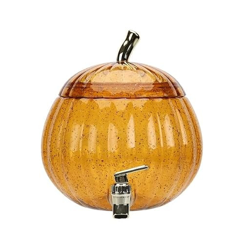 Orange acrylic pumpkin-shaped beverage dispenser, 1.5-gallon capacity, clear, festive harvest design, perfect for a buffet table or holiday party | Amazon (US)