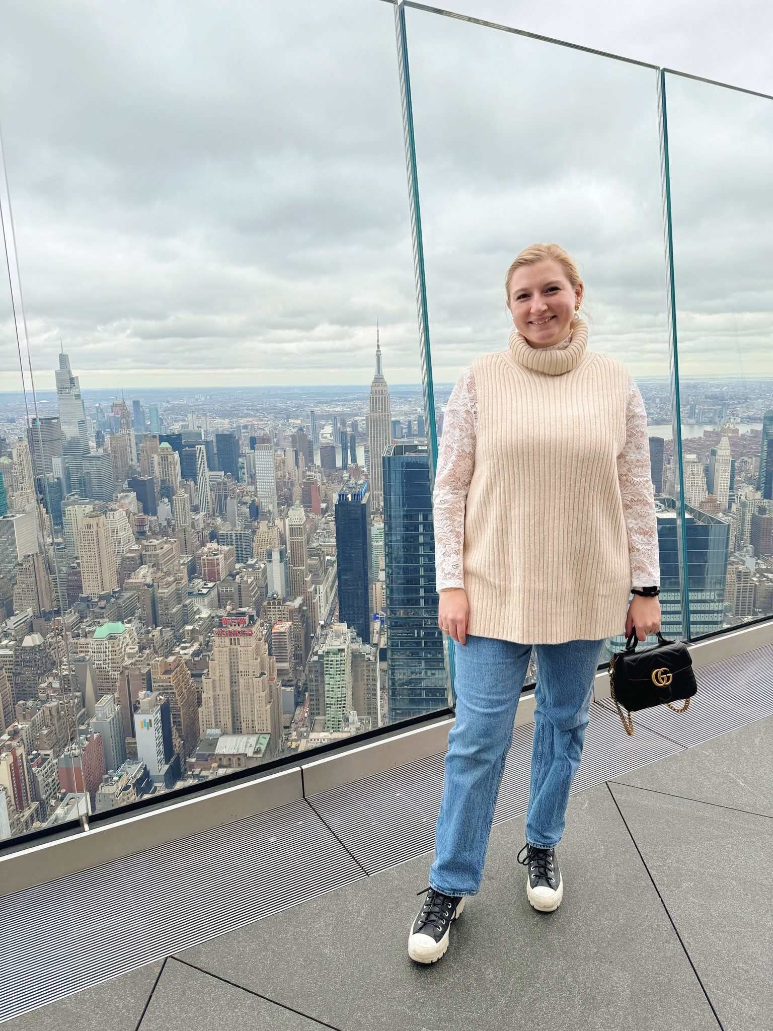 Lace long sleeve layered under a sweater vest 

#LTKfindsunder100 #LTKstyletip #LTKmidsize