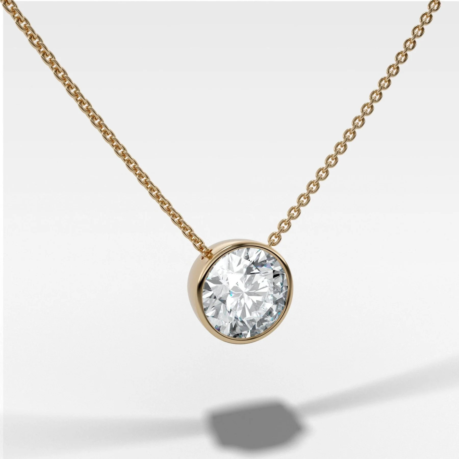 Bezel Pendant Necklace with a Round Cut Diamond | Good Stone
