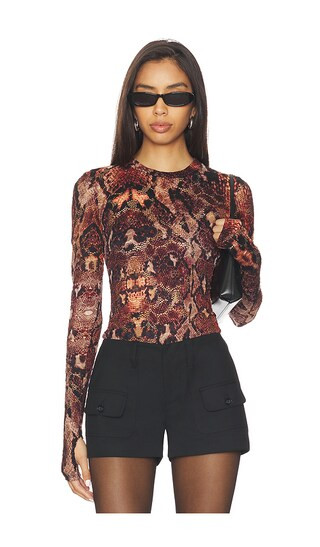 Kaylee Crochet Lace Top in Umber Snake | Revolve Clothing (Global)