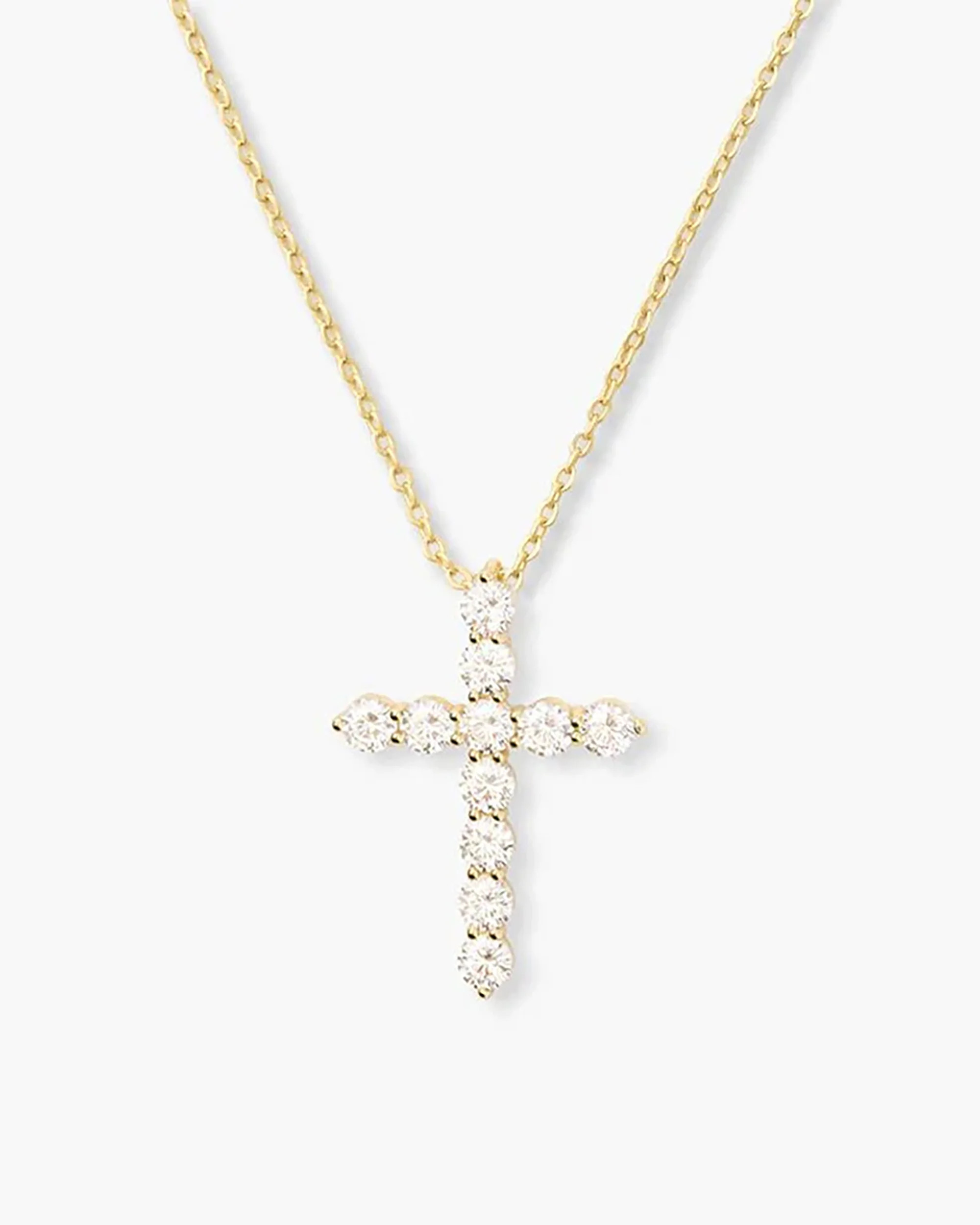 Oh She Fancy" Small Cross Pendant - Gold|White Diamondettes | Melinda Maria Jewelry