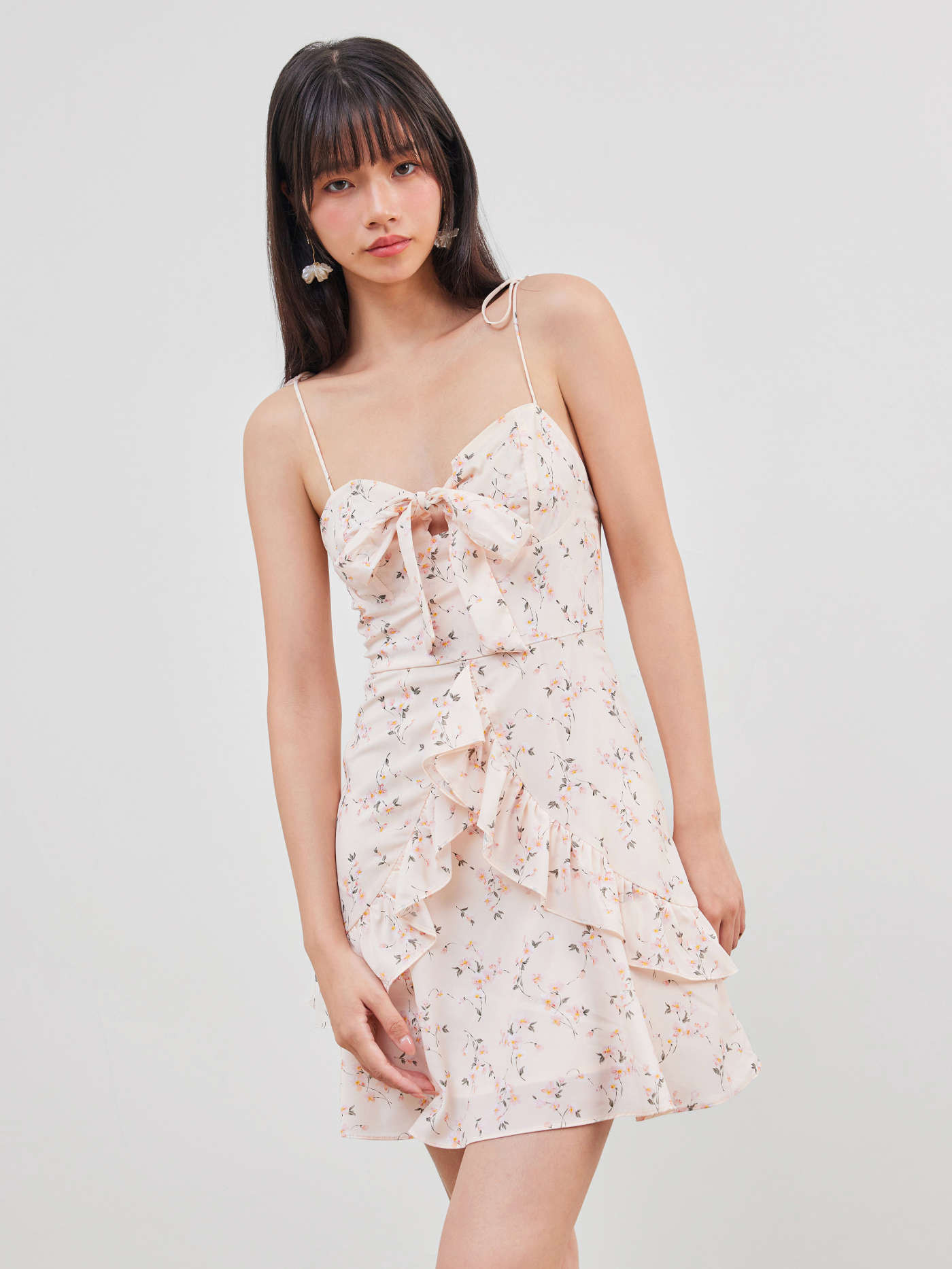 Ruffles Trim Tie Corset Dress | Cider
