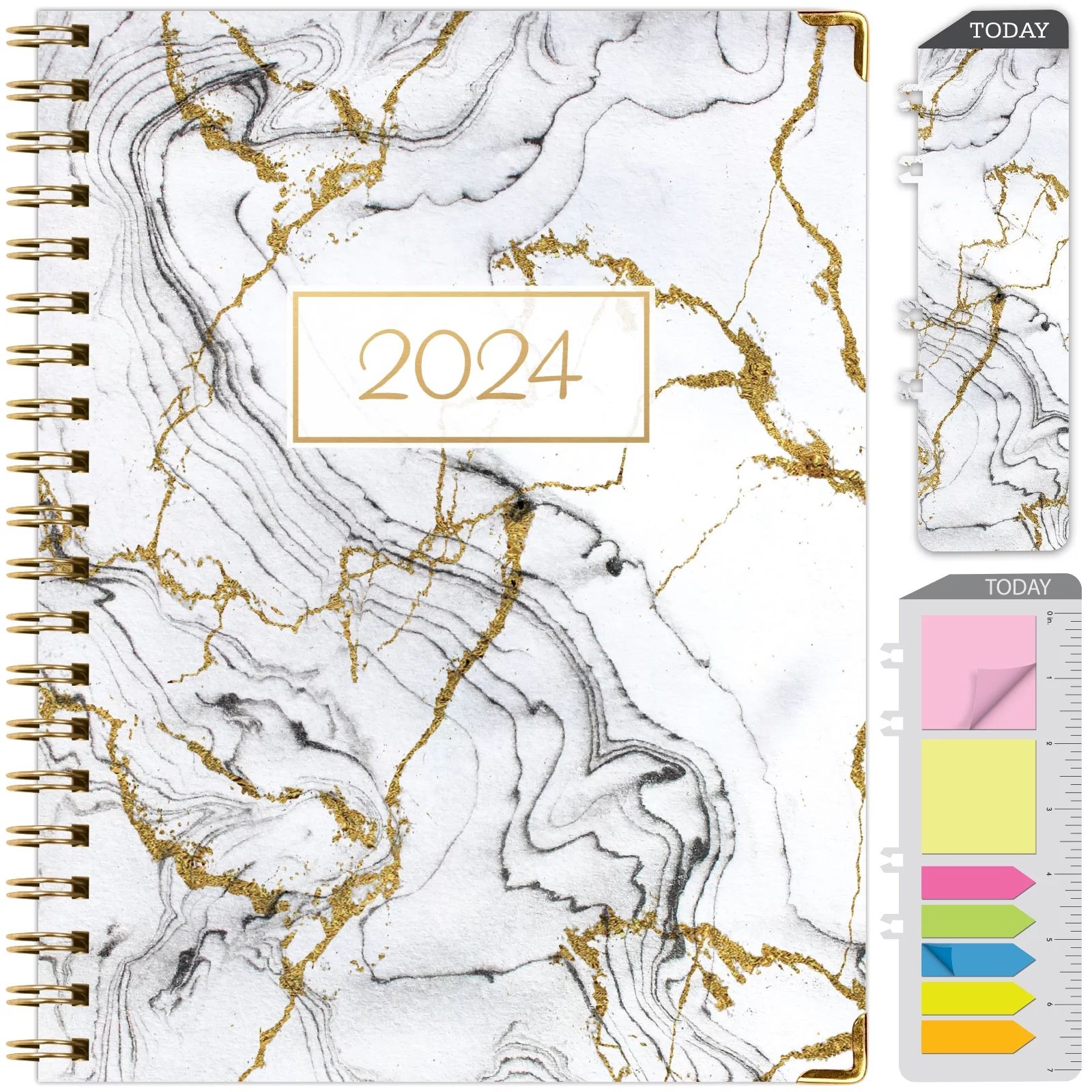 Hardcover CY 2024 Fashion Planner - 8.5"x11" (Grey Gold Marble (FOIL)) | Walmart (US)