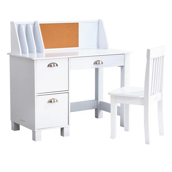 Children's Wooden Study Desk with Hutch and Chair | Wayfair North America