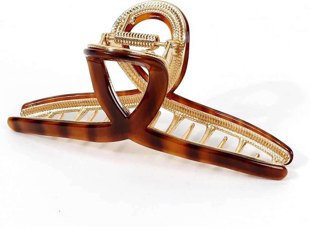Big Hair Claw Clip Metal Claw Clips for Women Strong Hold Claw for Heavy Hair Brown Acetate Claw ... | Amazon (US)