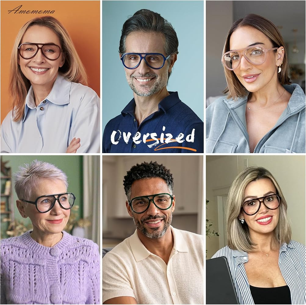 AMOMOMA 3 Pack Retro Oversized Aviator Reading Glasses for Women Men,Classic Large Reader Blue Li... | Amazon (US)