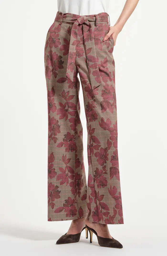 Isaac Mizrahi New York Plaid Tie Waist Wide Leg Pants | Nordstrom | Nordstrom