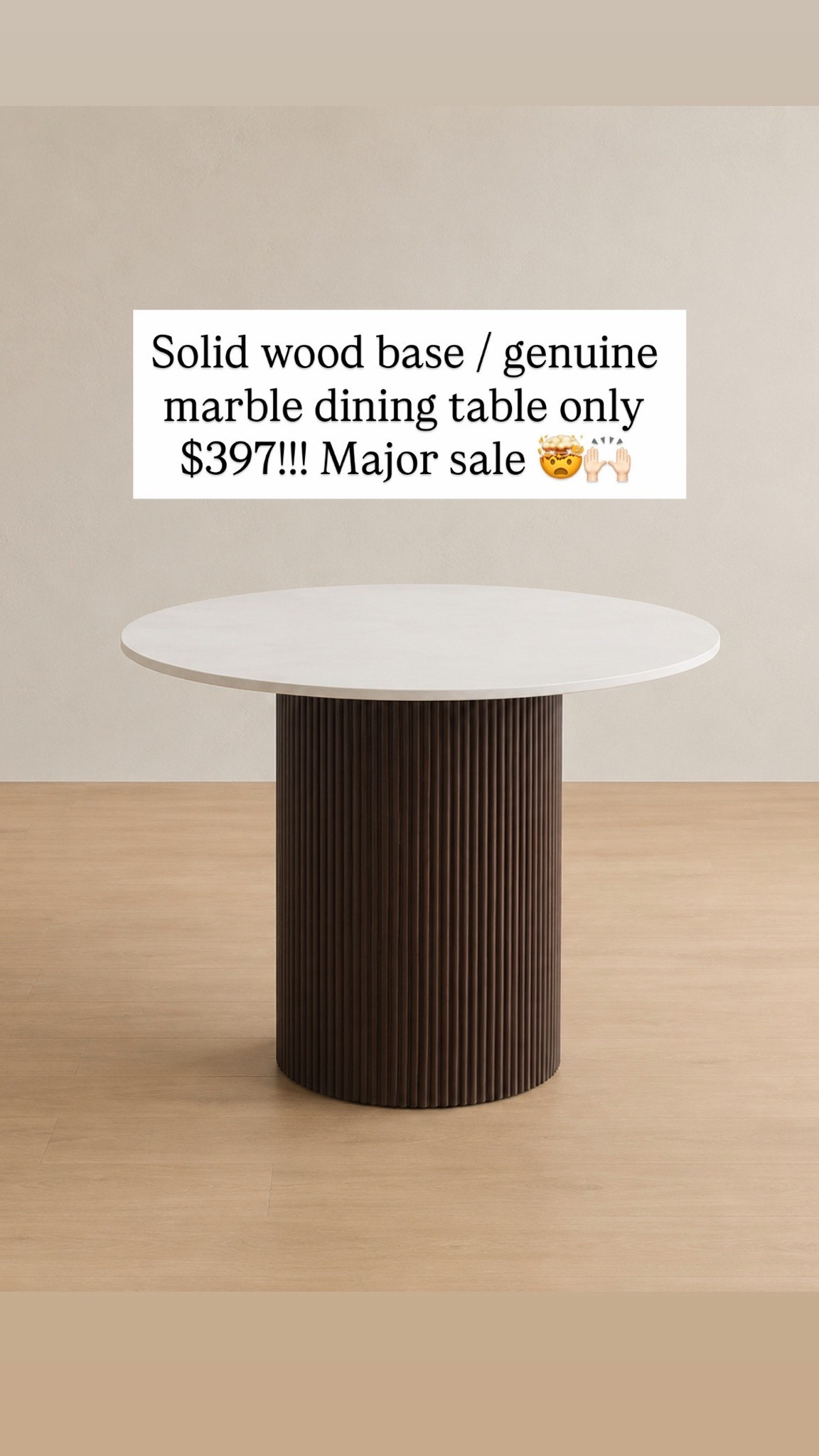 Solid wood base / genuine marble dining table only $397!!! Major sale 🤯🙌🏻