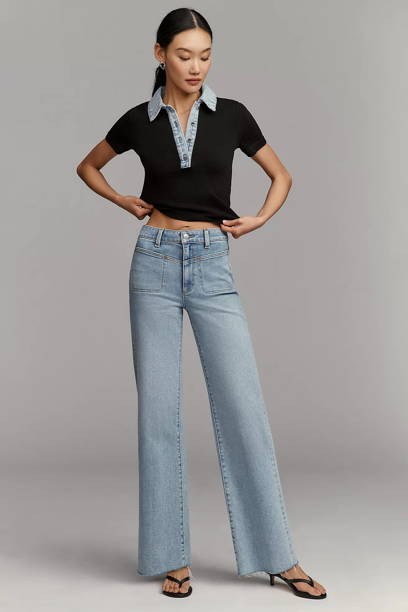 PAIGE Anessa 31 Front Yoke High-Rise Wide-Leg Jeans | Anthropologie (US)