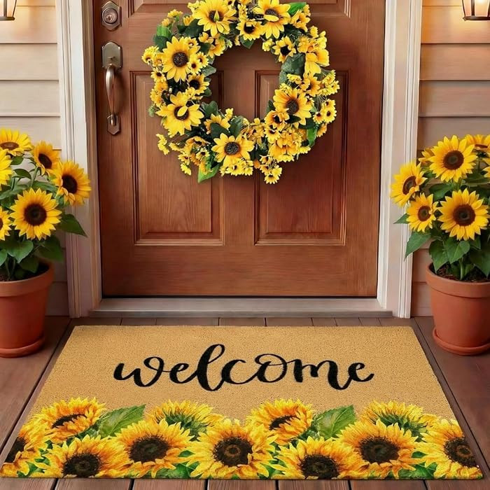 Tingjoo 2 Pcs Fall Sunflower Coir Doormat Autumn Wreath and Door Mat 17 x 29 Inch Sunflower Welco... | Amazon (US)
