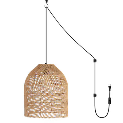 JONATHAN  Y Koda 13" Woven Rattan Swirl Farmhouse Coastal Brown/Black Bohemian/global Bell Medium... | Lowe's