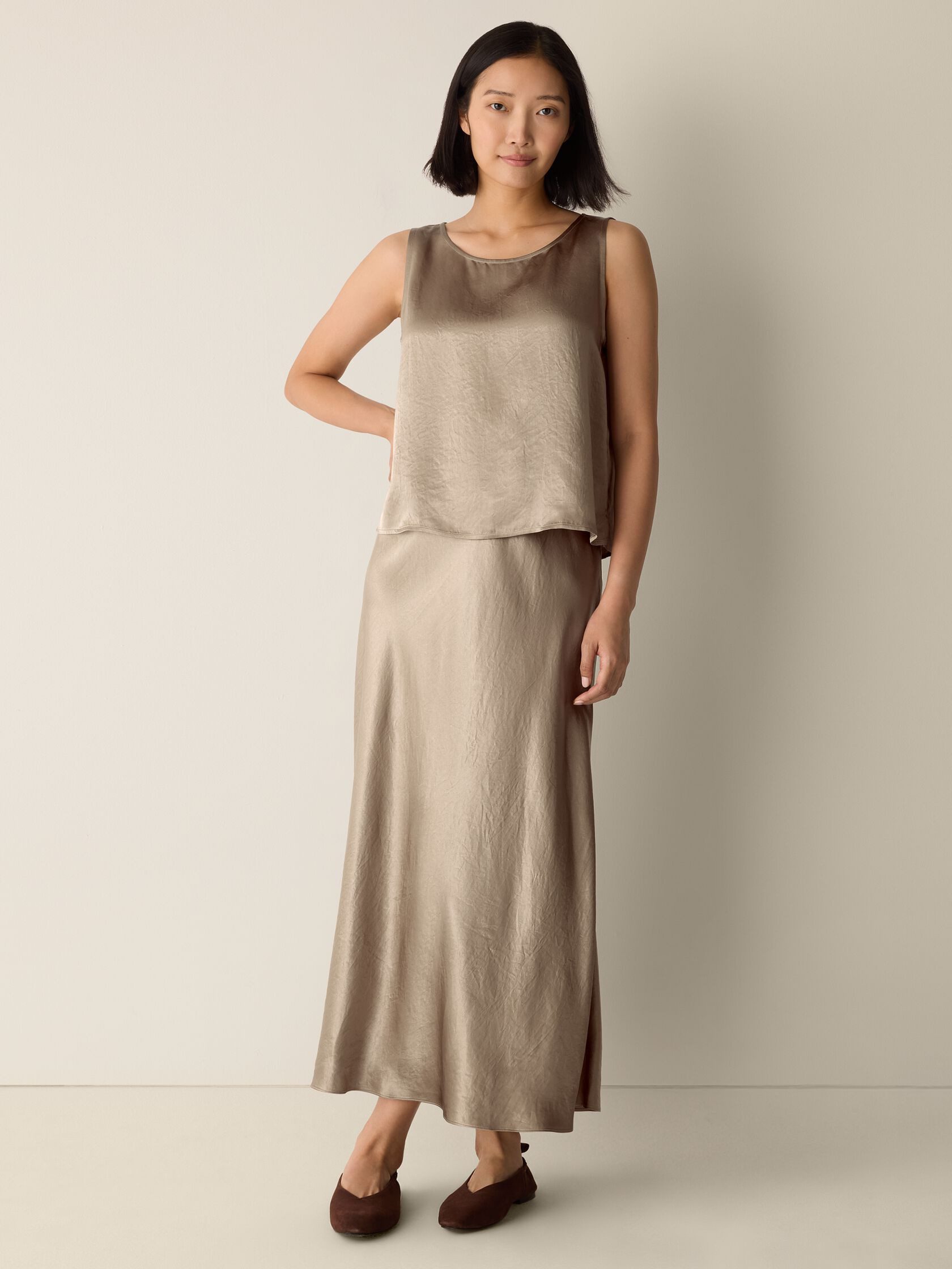 Textured Satin Slip Skirt | Eileen Fisher