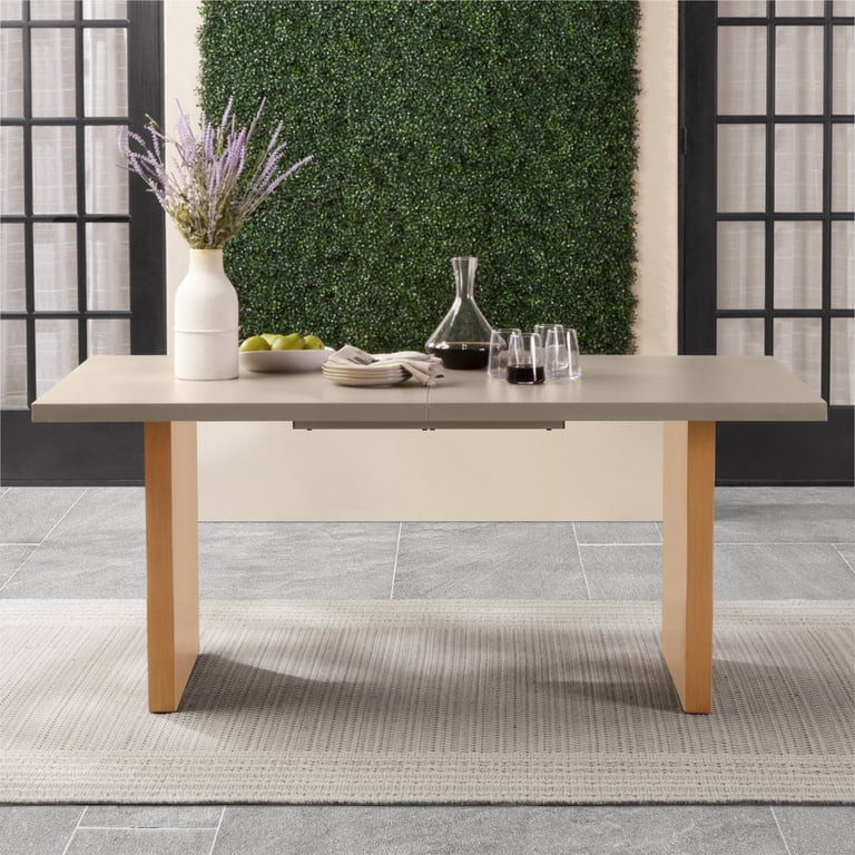 Better Homes & Gardens Vista Steel Metal Top Outdoor Dining Table, Boulder Metal Top with Teak Le... | Walmart (US)