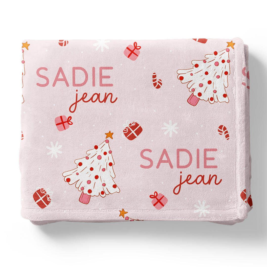 Very Merry Personalized Kids Blanket | Pink | Caden Lane