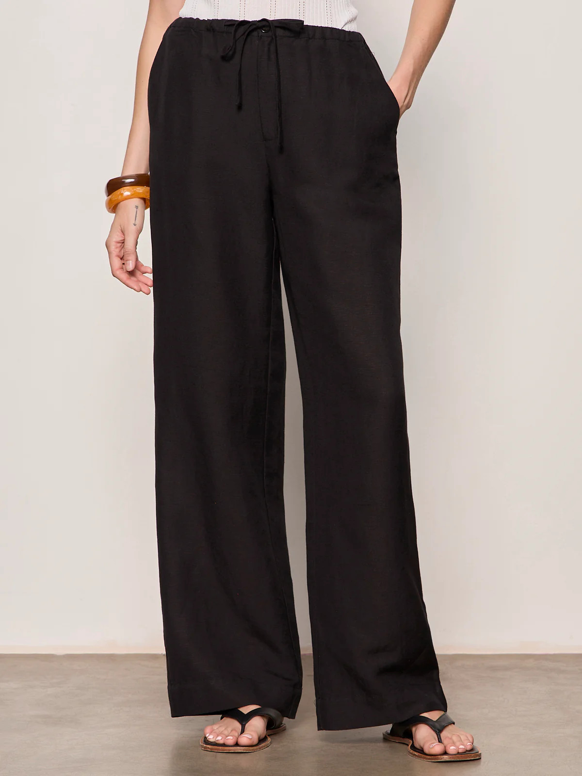 SHORELINE LINEN PANTS BLACK | Sanctuary Clothing
