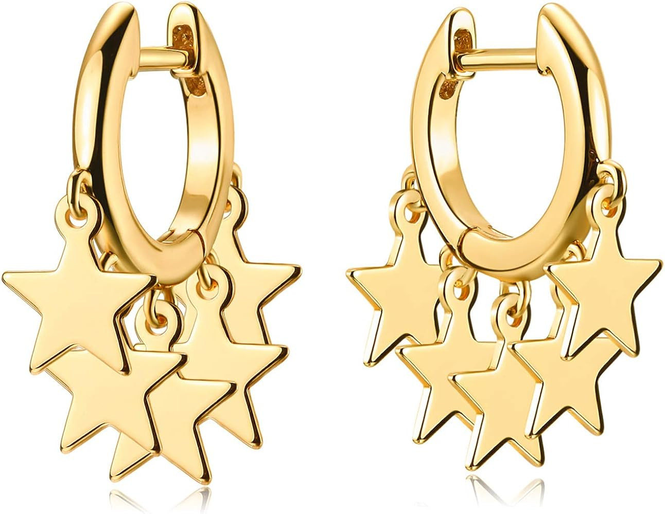 Fettero Gold Huggie Hoop Earrings Star Cross Tassel Dangle Drop Sleeper 14K Gold Plated Dainty Mi... | Amazon (US)