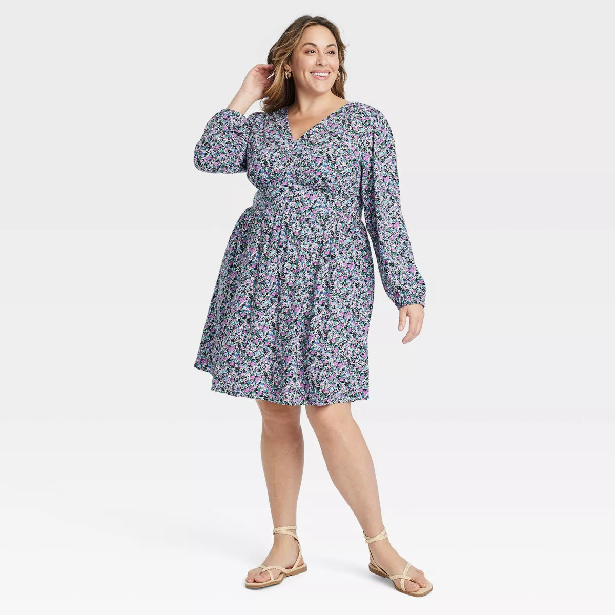 Women's Balloon Long Sleeve Corset Dress - Ava & Viv™ | Target