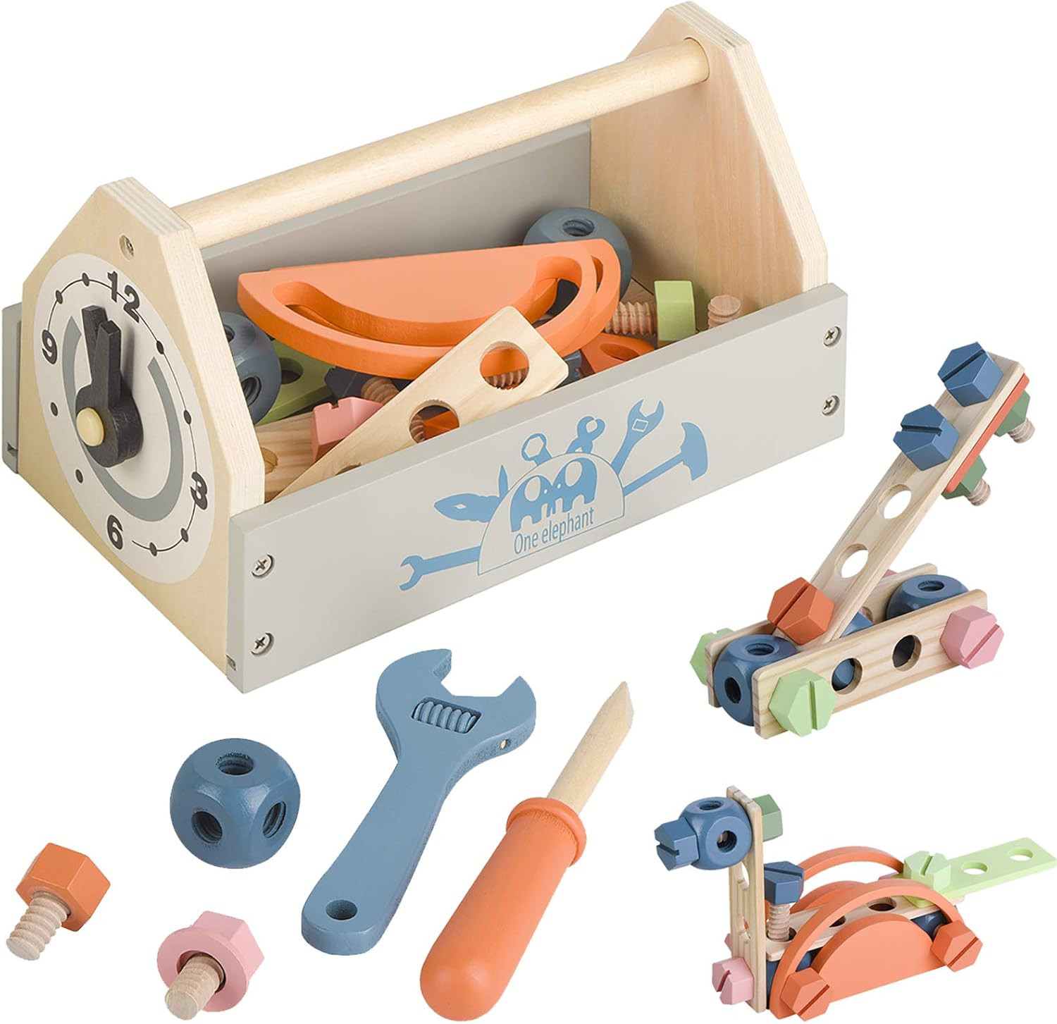 Wooden Tool Toy Toolbox Toddler Educational Construction Kids Toys Play Accessories Set Creative ... | Amazon (US)