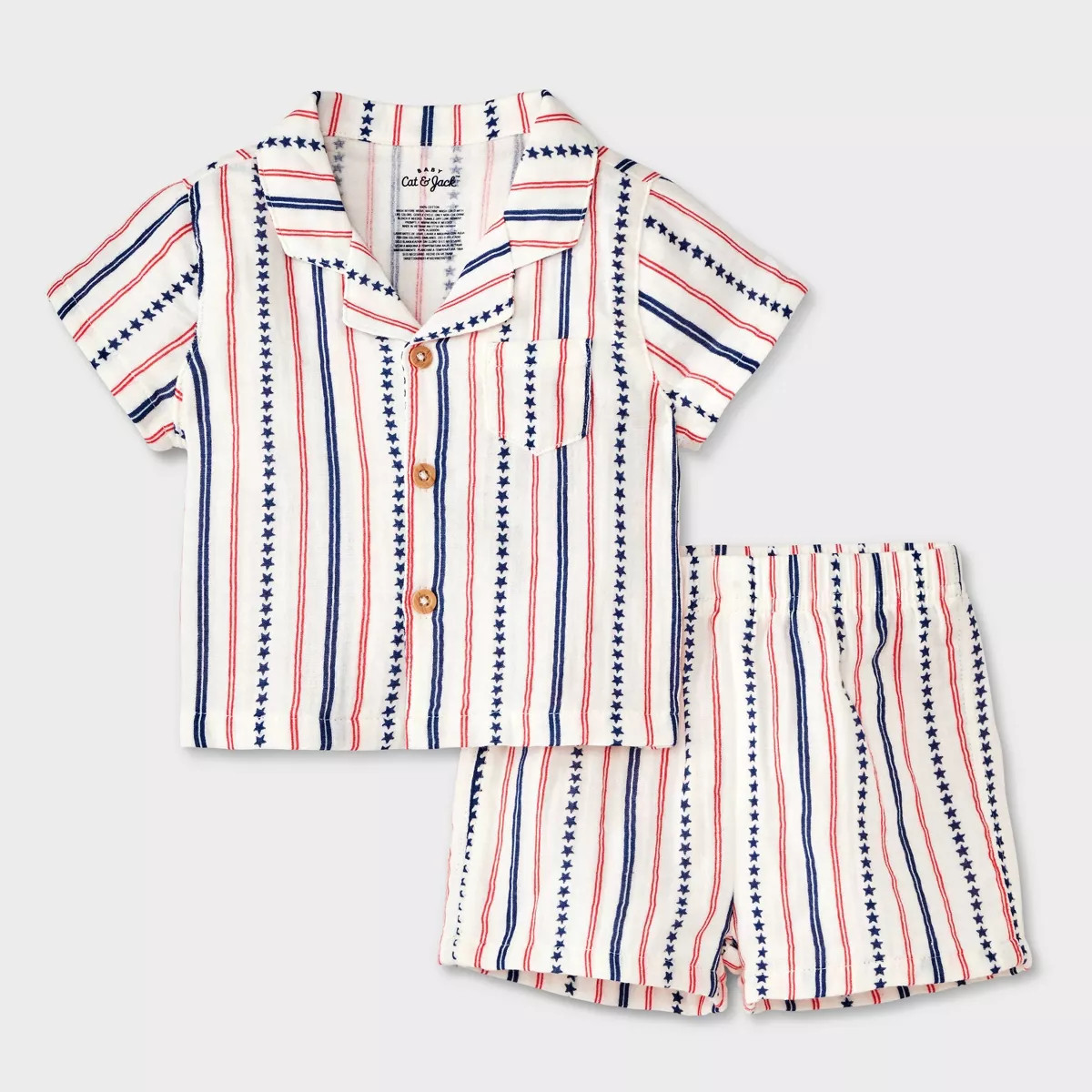 Baby Boys' Star Striped Top & Shorts Set - Cat & Jack™ Red/White | Target