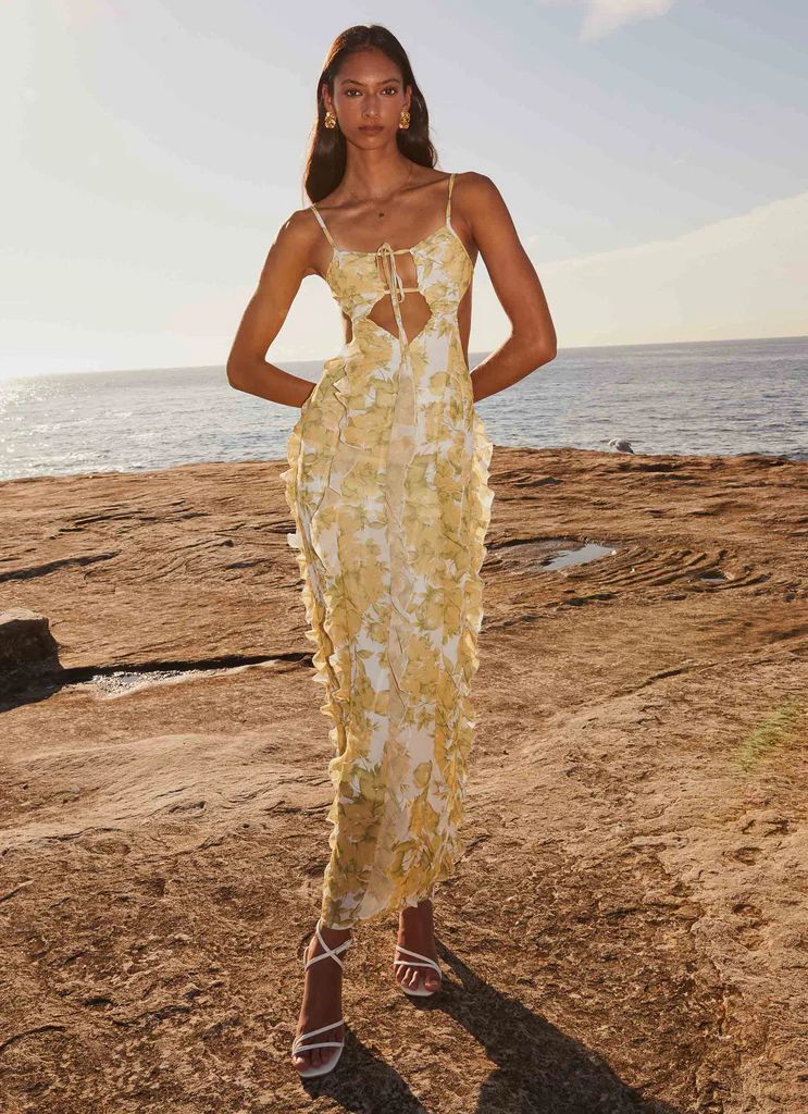 Sunset Kisses Ruffle Maxi Dress - Daffodil | Peppermayo (Global)