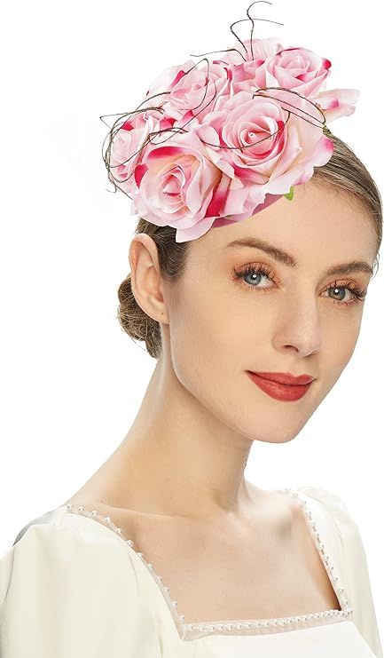 Cizoe Fascinators Hat for Women Tea Party Headband Kentucky Derby Wedding Flower Cocktail Mesh Feath | Amazon (US)