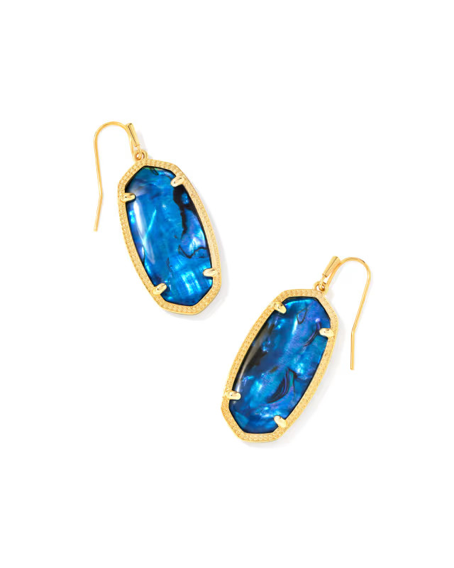 Elle Gold Drop Earrings in Navy Abalone | Kendra Scott