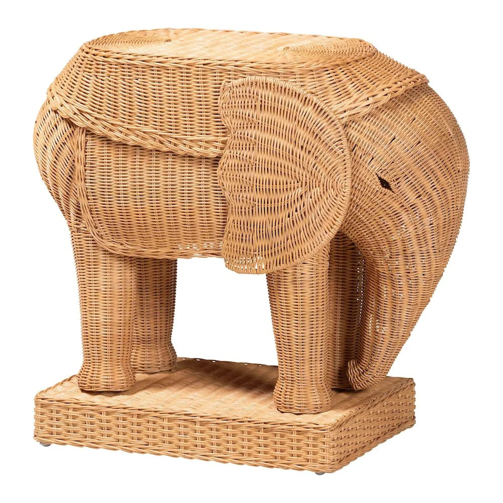 bali & pari Elissa Bohemian Light Honey Rattan Elephant End Table | Walmart (US)
