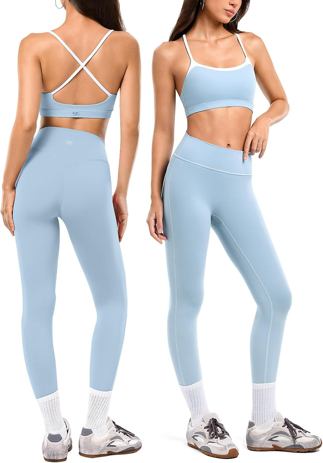 2 Piece Workout Sets for Women, Camisole Square Neck Tops & Seamless Leggings, Gym Yoga Pilates O... | Amazon (US)