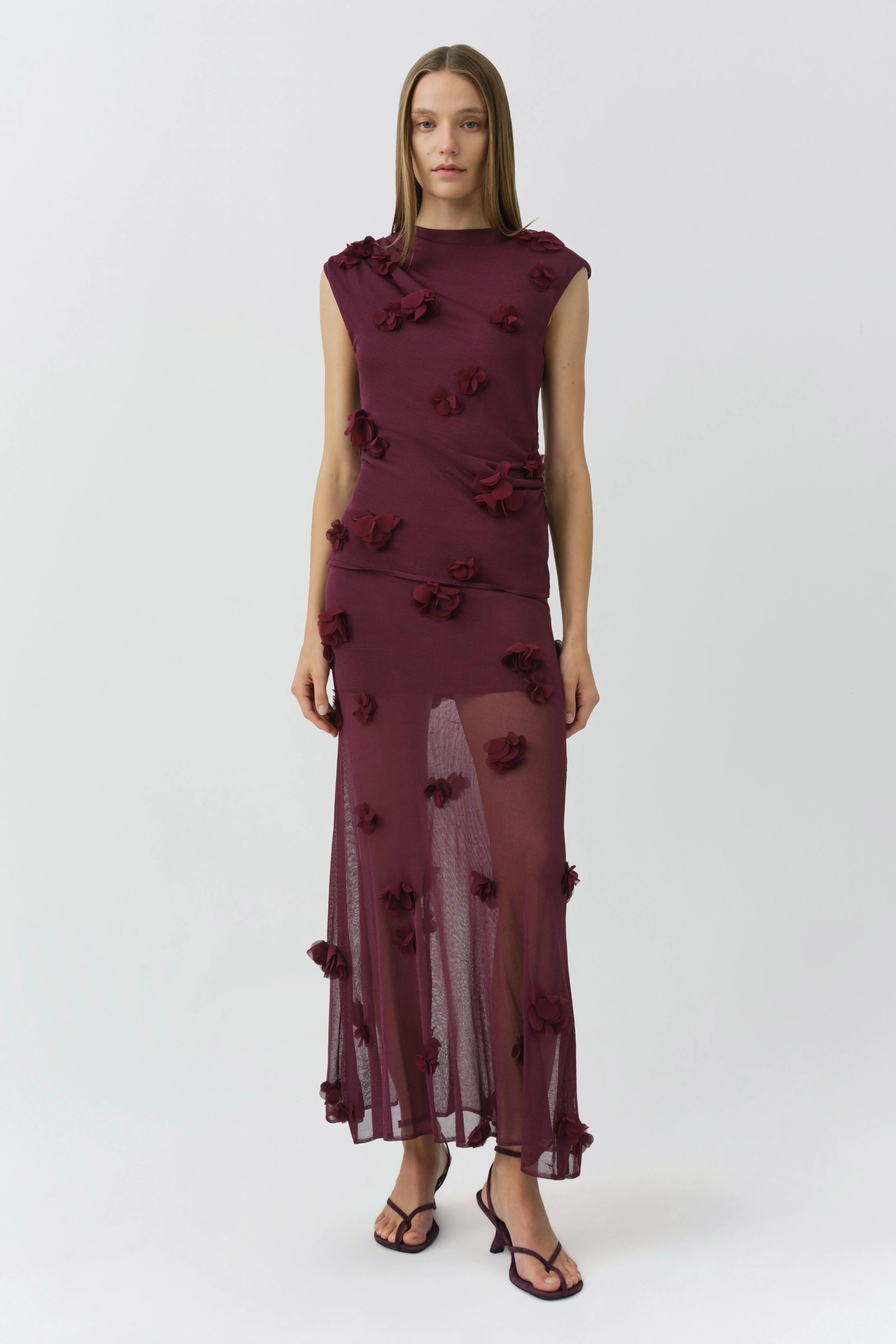 Cora Floral Applique Midi Skirt | Simkhai