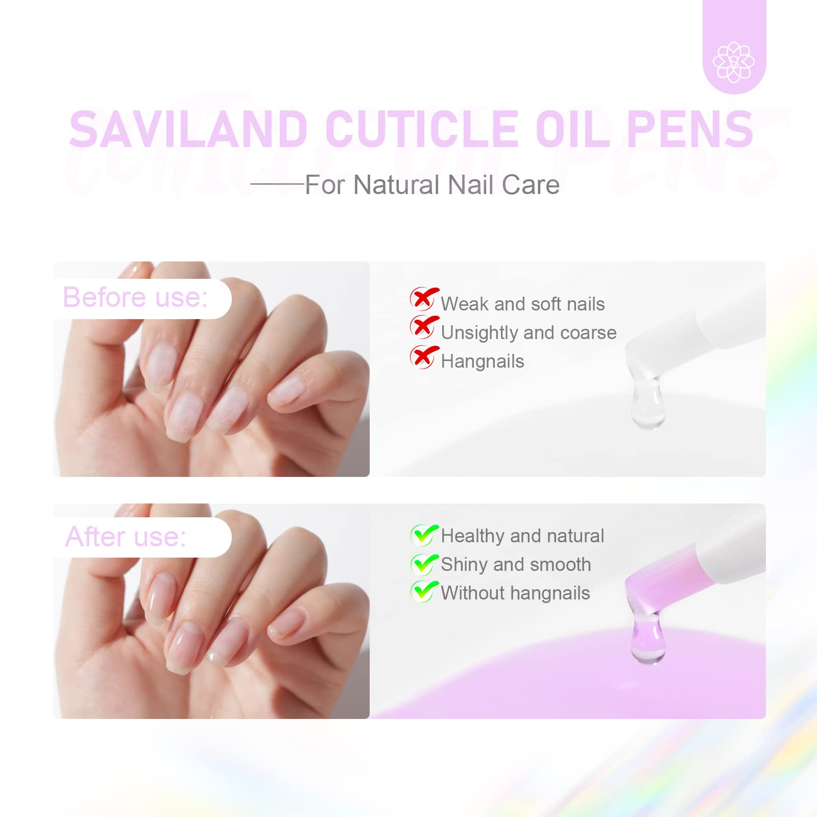 SAVILAND Natural Cuticle Oil Pen: 6PCS Revitalizing Cuticle Oil for Nails with Vitamin E Repaired... | Amazon (US)