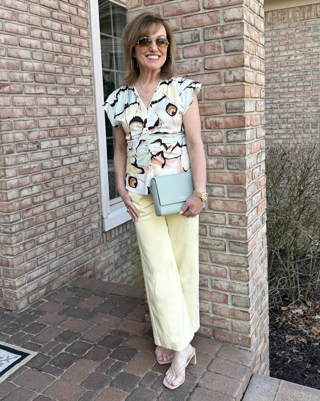 Butter yellow isn’t going anywhere! And I am happy about that! 

I bought my pants last year and have been on the hunt for the perfect top - and I found it from WHBM! What I love about this top, besides its flattering style, are the colors. 

I’ve heard a lot of my friends and clients say “I can’t wear yellow” even though they like it. Here is one way to add it to your wardrobe. Putting the most of the bitter yellow in your bottoms and add a multi. Plot top that has more of the colors that are flattering to you! And you can pick your accent color from the top, as I did with my sage green handbag.


#LTKootd #LTKOver40 #LTKSeasonal