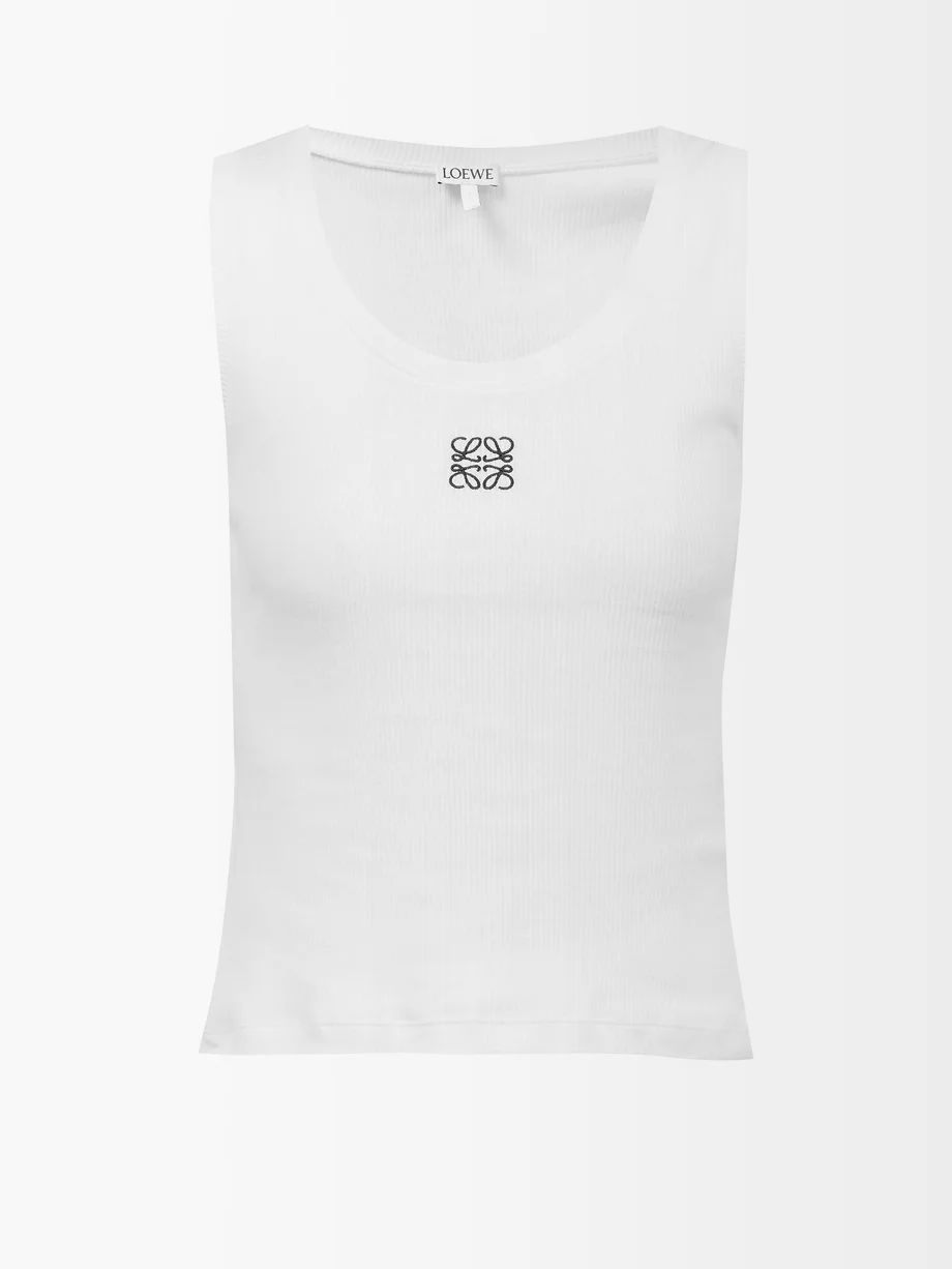 Anagram-embroidered ribbed-jersey tank top | LOEWE | Matches (US)