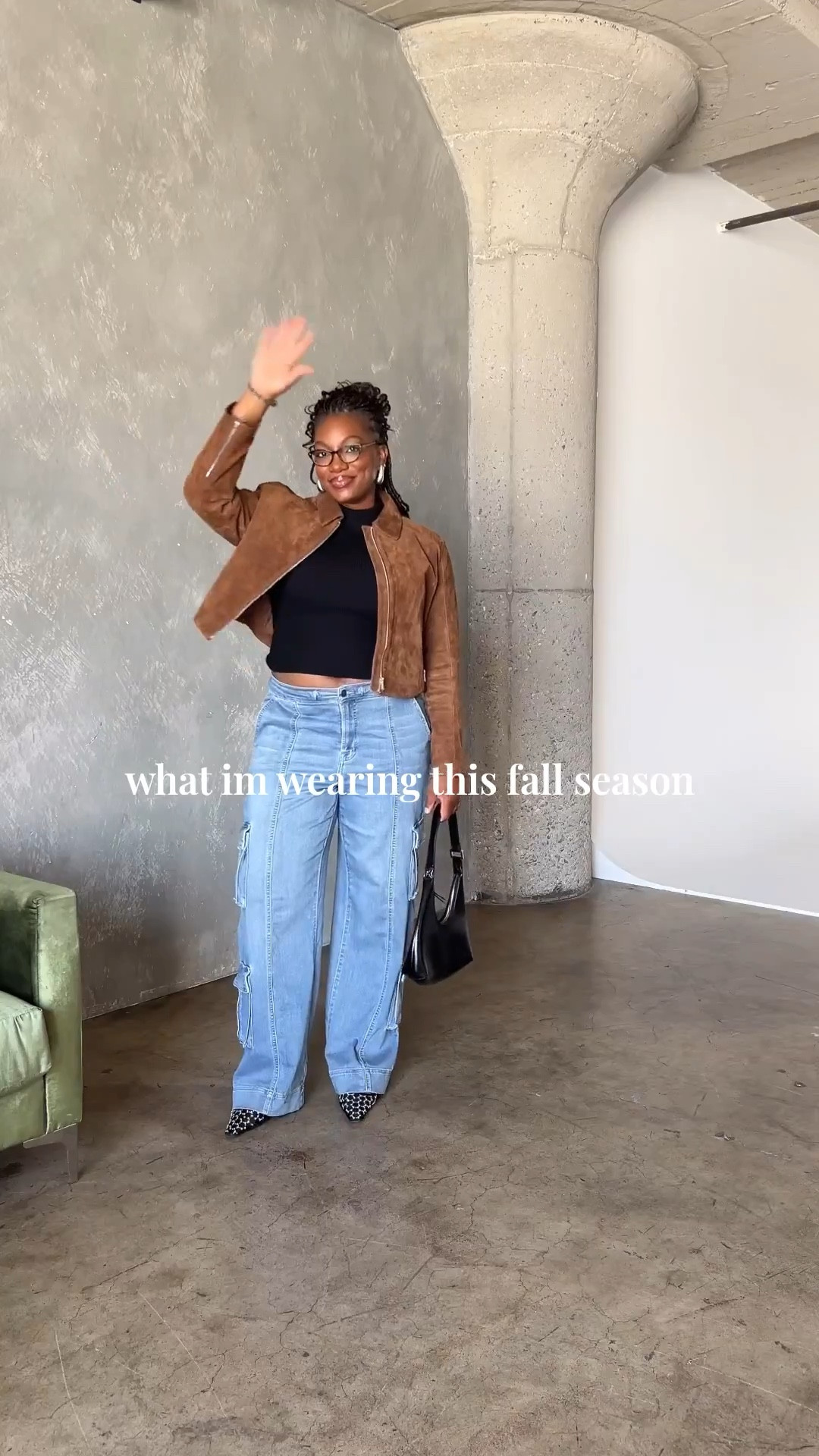 what I’m wearing this fall season. Suede jackets, baggy jeans, relaxed jorts, bright knits, satin skirts, brown trousers, neutral color blocking, bright accessories, trench coats, mini skirts, shades of red, barrel jeans