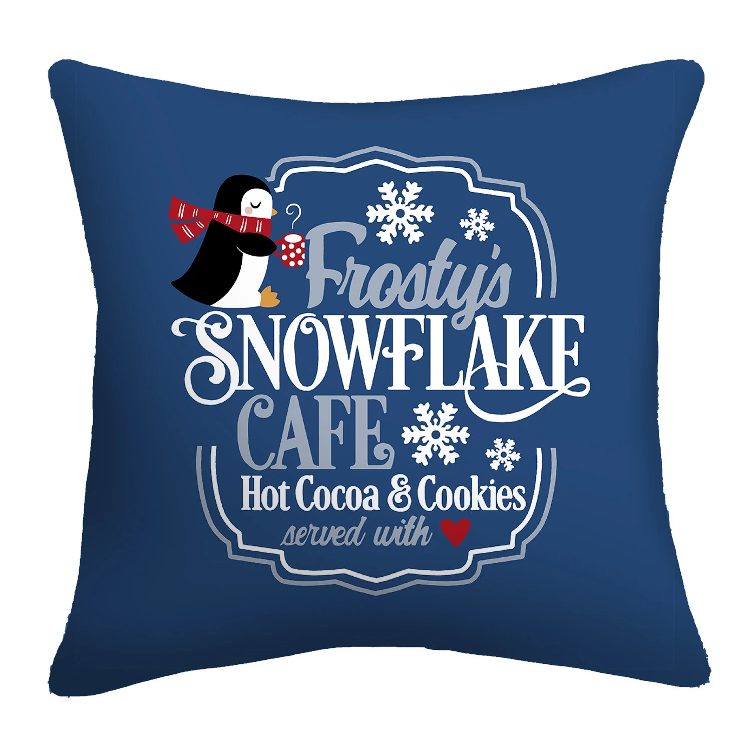 Mainstays 16" x 16" Reversible Penguin Snowflake Cafe Decorative Outdoor Throw Pillow, Multi - Wa... | Walmart (US)
