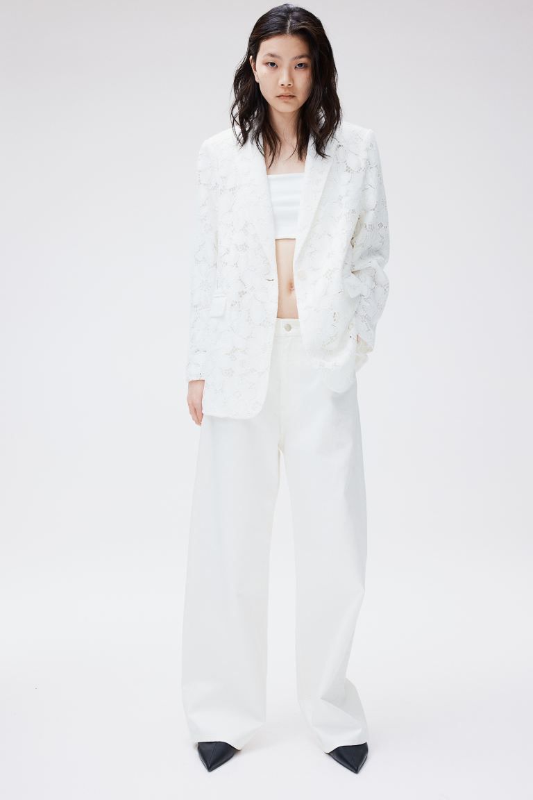 Lace Jacket - Long sleeve - Long - White - Ladies | H&M US | H&M (US + CA)