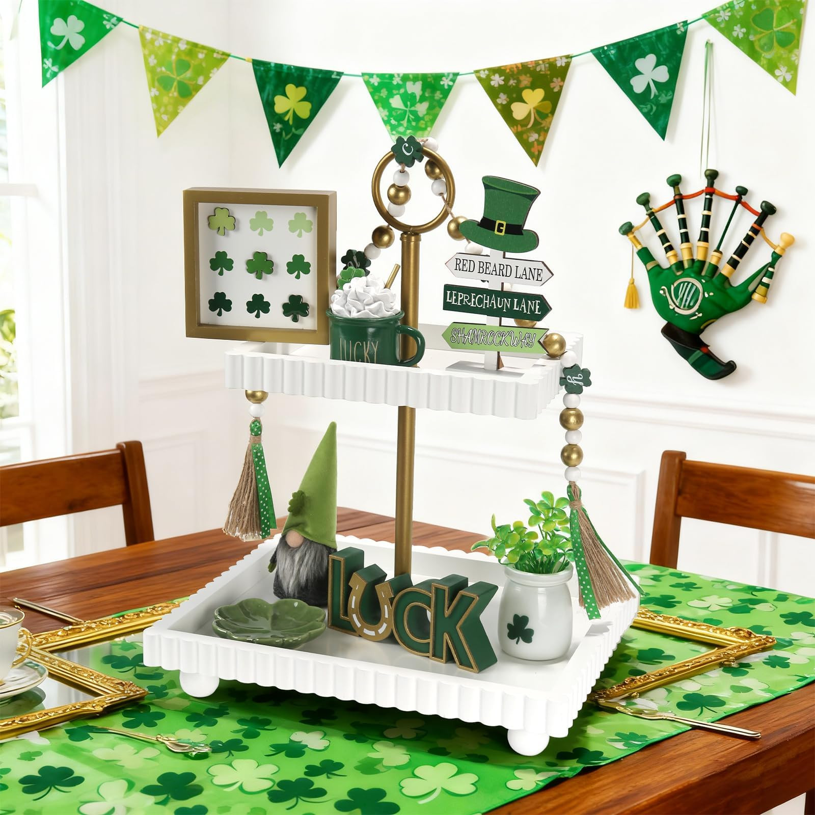 St Patrick's Day Decoration 8 PCS Tiered Tray Decor Set, Cute Tabletop Saint Patty's Day Décor f... | Amazon (US)