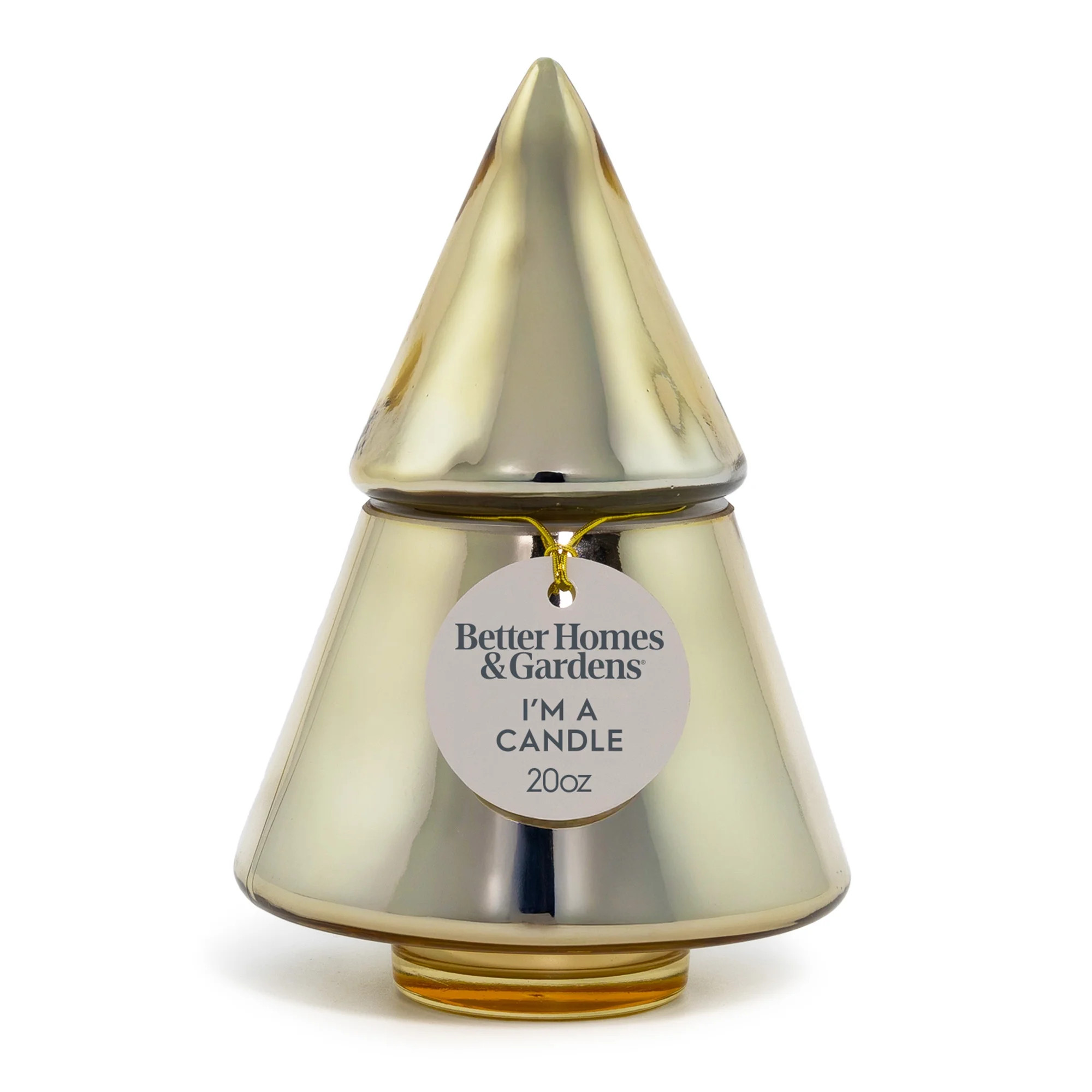 Better Homes & Gardens 2-Wick Metallic Glass Christmas Tree Candle, Cinnamon Buttercream, 20 oz | Walmart (US)