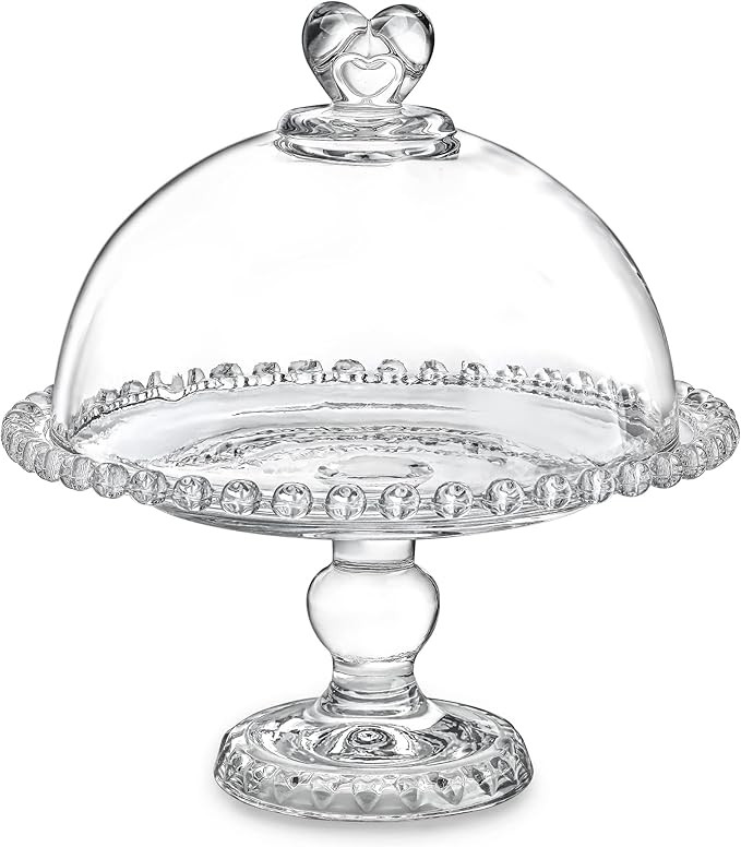 Clear Glass Cake Stand with Dome,Crystal Cake Plate with Dome Cover,Footed Cake Set for Kitchen, ... | Amazon (US)
