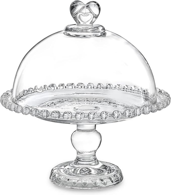 Clear Glass Cake Stand with Dome,Crystal Cake Plate with Dome Cover,Footed Cake Set for Kitchen, ... | Amazon (US)