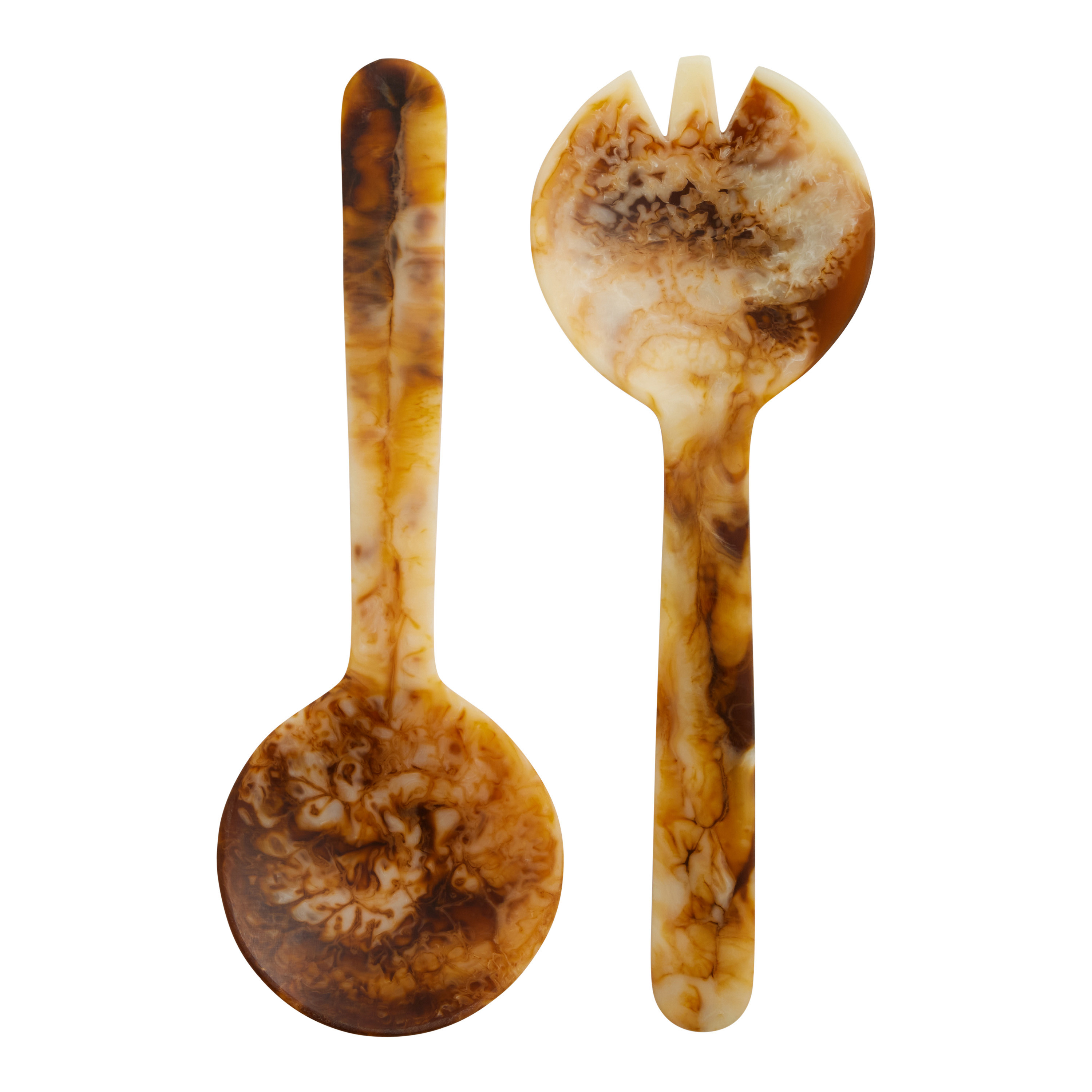 Caramel Brown And Ivory Resin Salad Servers 2 Piece Set - World Market | World Market