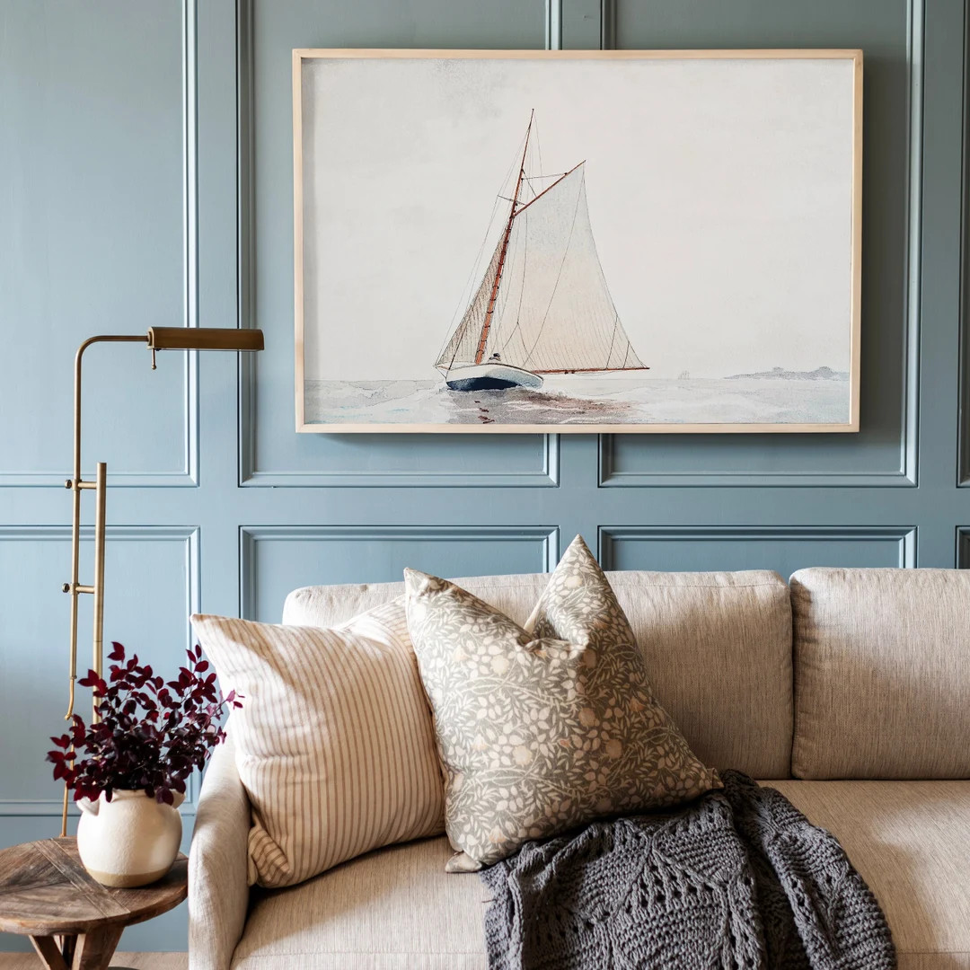 Vintage Sailboat Art Print: Framed Coastal Canvas Wall Decor | F144 - Etsy | Etsy (US)