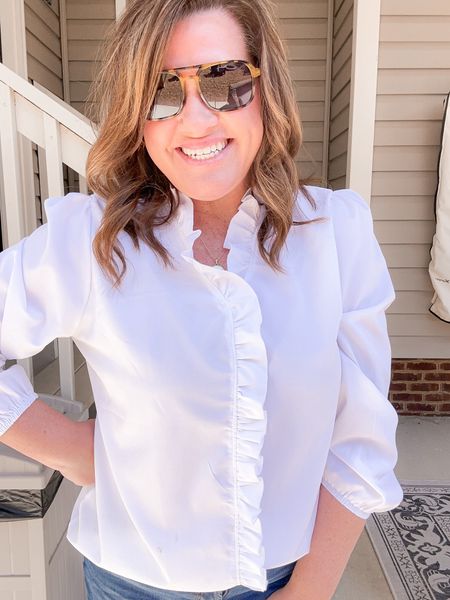 Todays outfit. White blouse runs true to size. I’m wearing my usual size large. 

#LTKmidsize #LTKstyletip #LTKover40