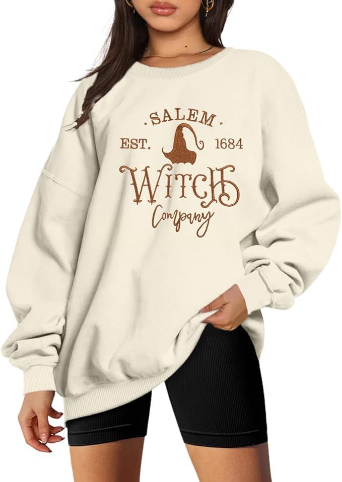 MYHALF Halloween Sweatshirts Women Oversized Salem Massachusetts Shirts Hocus Pocus Tees Tops Fal... | Amazon (US)