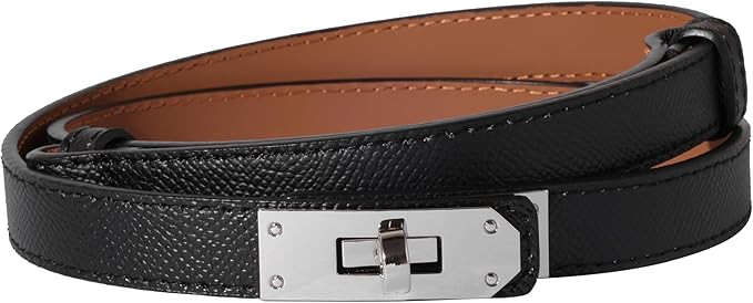 Women Skinny Leather Belt Solid Color Alloy Turn Lock Adjustable Waistband for Dresses Jeans Coat... | Amazon (US)