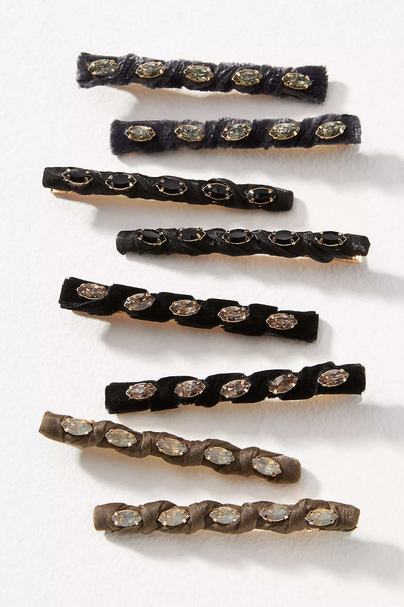 Velvet Crystal Barrettes, Set of 8 | Anthropologie (US)